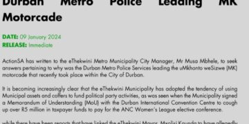 ActionSA Presses ANC Municipality for Answers on Alleged Support to MK Party Motorcades Amid Concerns Over Mayor’s Link.