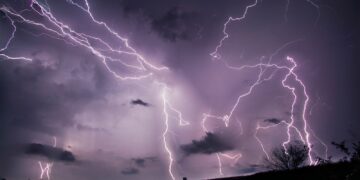 lightning during nighttime
